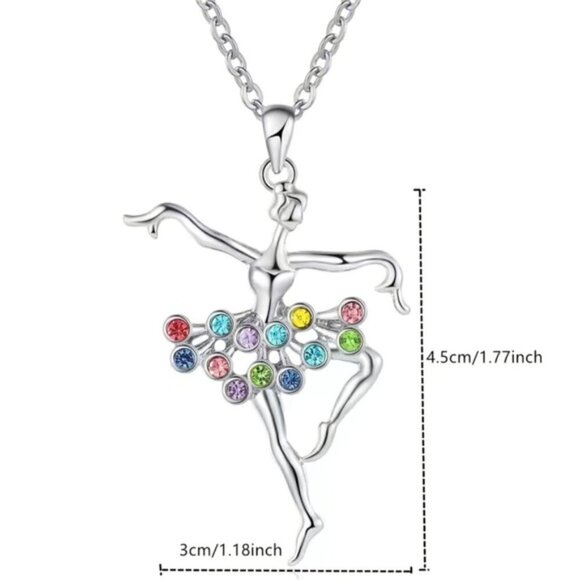 Ballerina Dancing Necklace Pendant Chain Creative Colorful With Gift Pouch - Picture 10 of 15